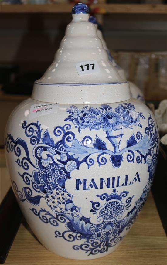 A pair of Delft drug jars